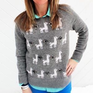 J.Crew Jeweled Llama Sweater, Size Medium